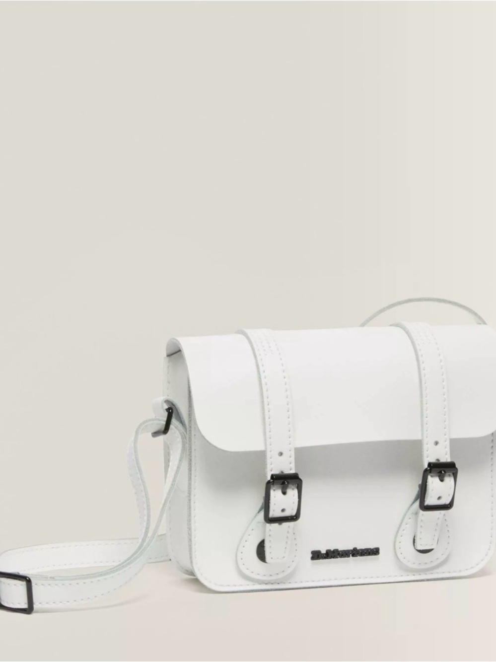 Dr. Martens White Buckle-Front Women’s Clutch
7 Inch Leather Crossbody Bag in Wh